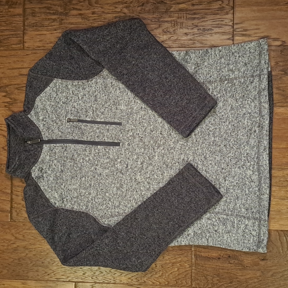 Woolrich Men’s 1/4 Zip Heather Gray Melange Sweater, Zipper Pocket Size L